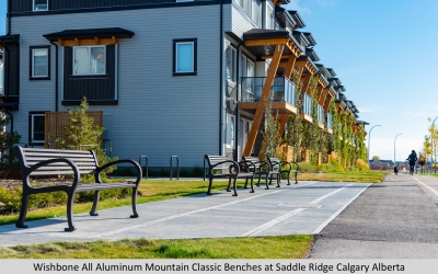 Wishbone All Aluminum Mountain Classic Benches at Saddle Ridge Calgary Alberta